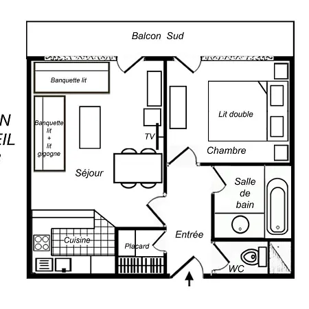 Confortable, Balcon Sud, 4 Pers, Lit Double - Fr-1-182-3 Apartamento