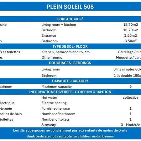 Confortable, Balcon Sud, 4 Pers, Lit Double - Fr-1-182-3